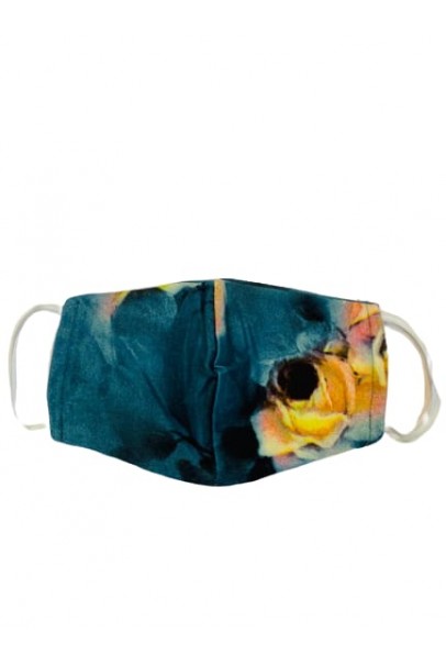Cotton Fabric Designer Face Mask- Blue and Yellow